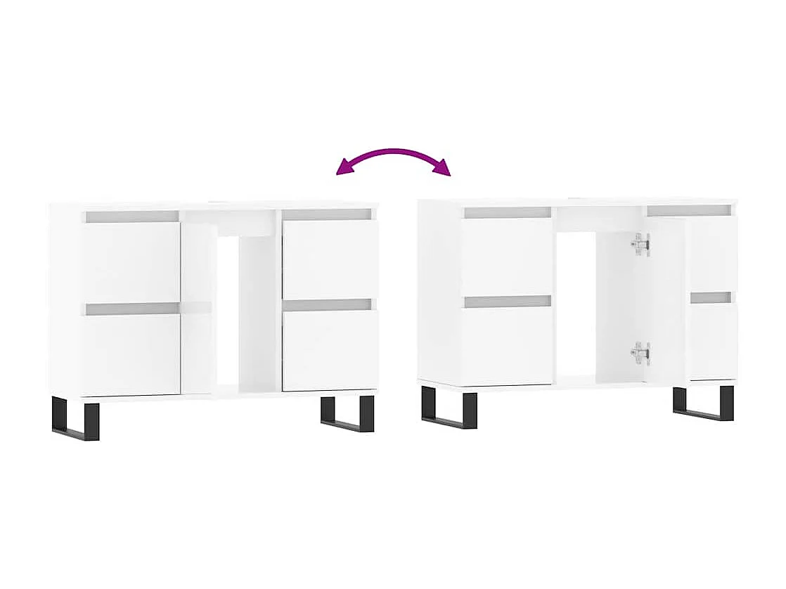 Badschrank Hochglanz-Weiß 80x33x60 cm Holzwerkstoff