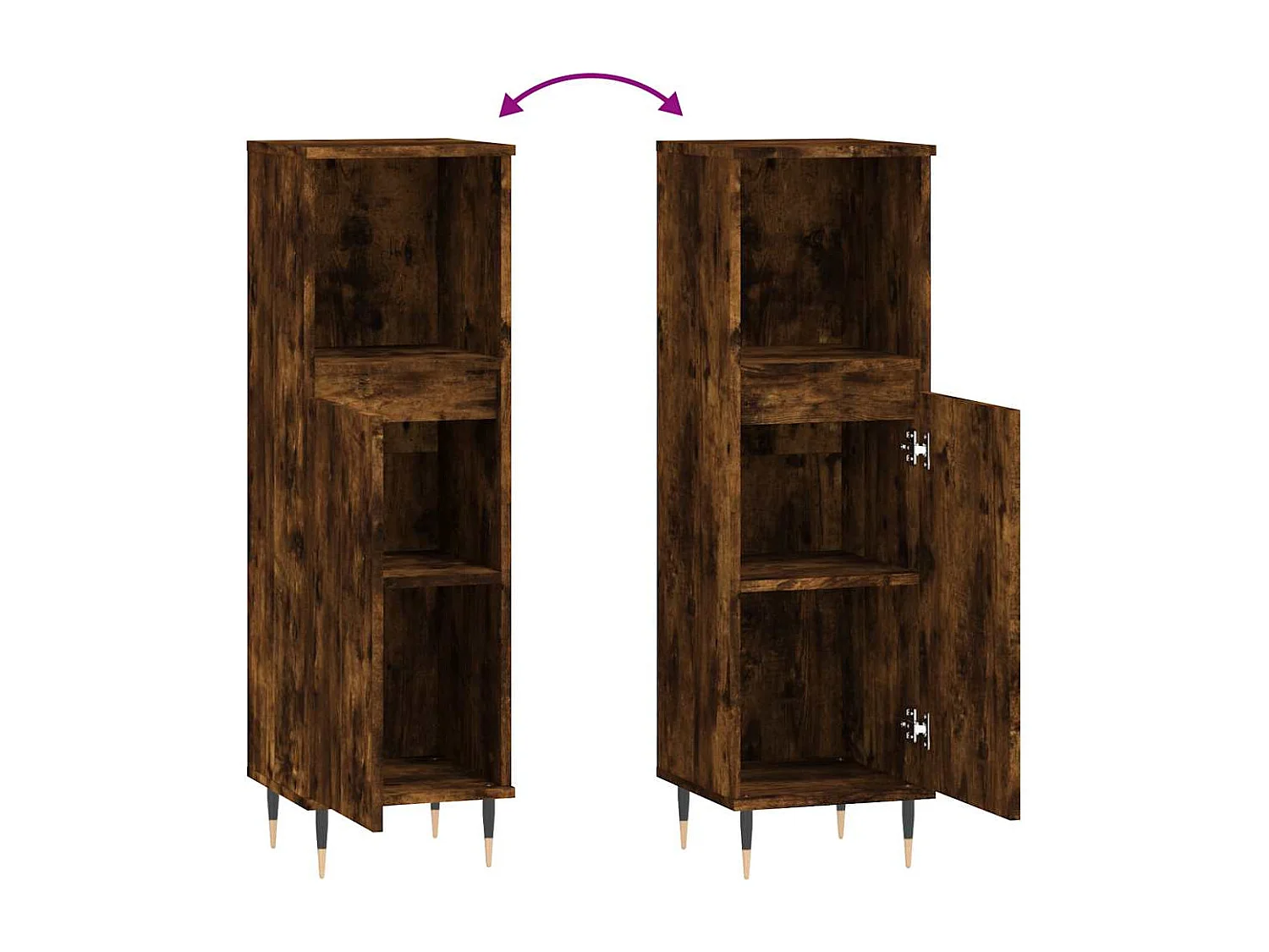 Armoire de bain chêne fumé 30x30x100 cm bois d'ingénierie