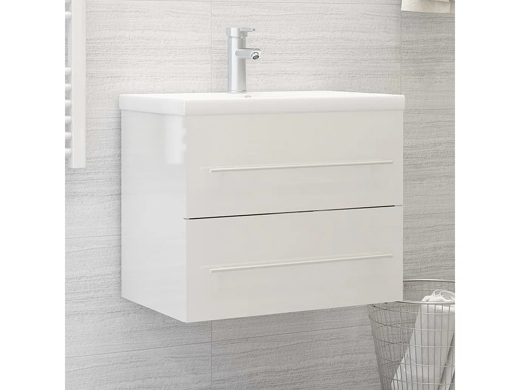 Armário lavatório derivados de madeira branco brilhante