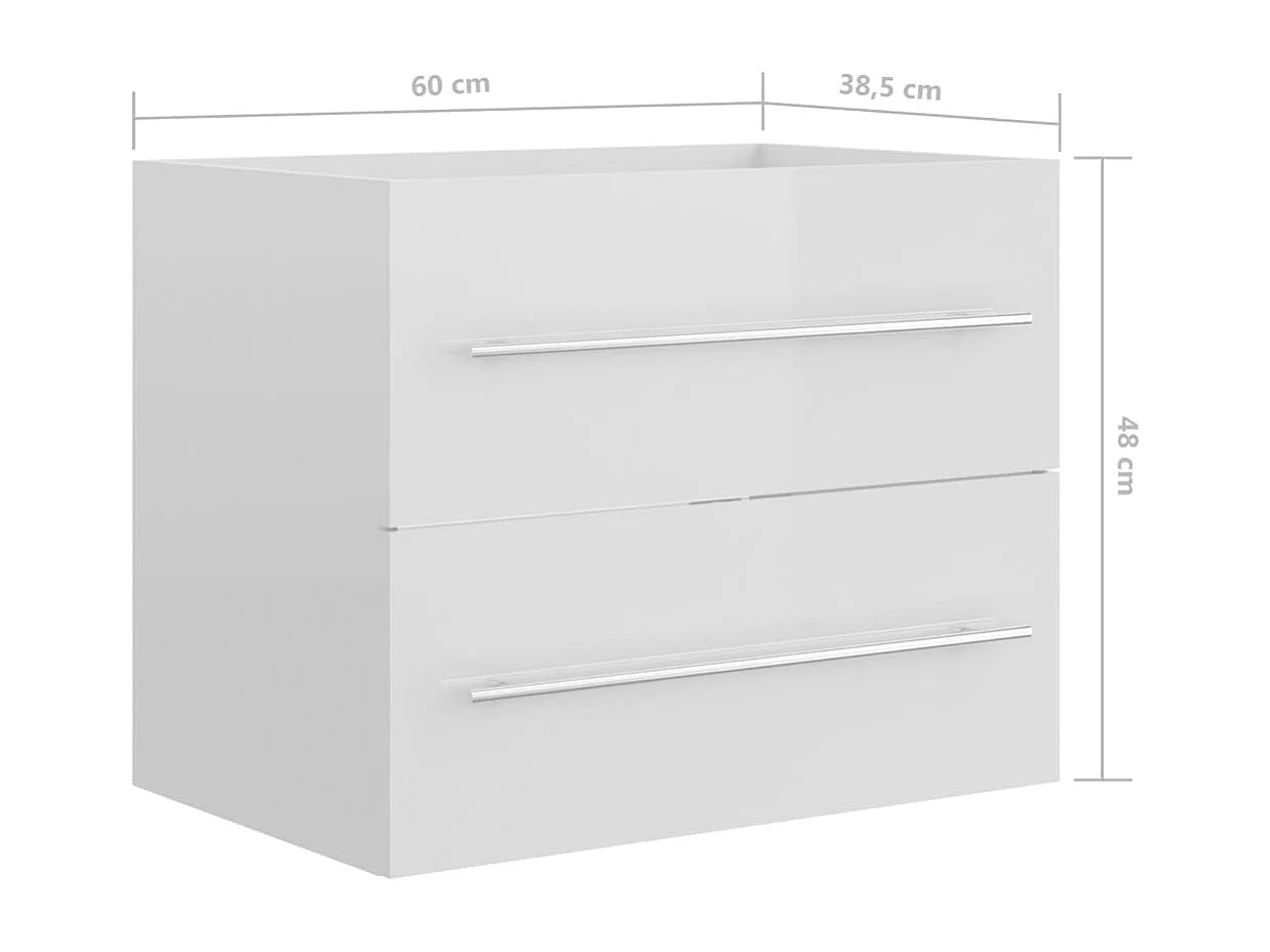 Armário lavatório derivados de madeira branco brilhante