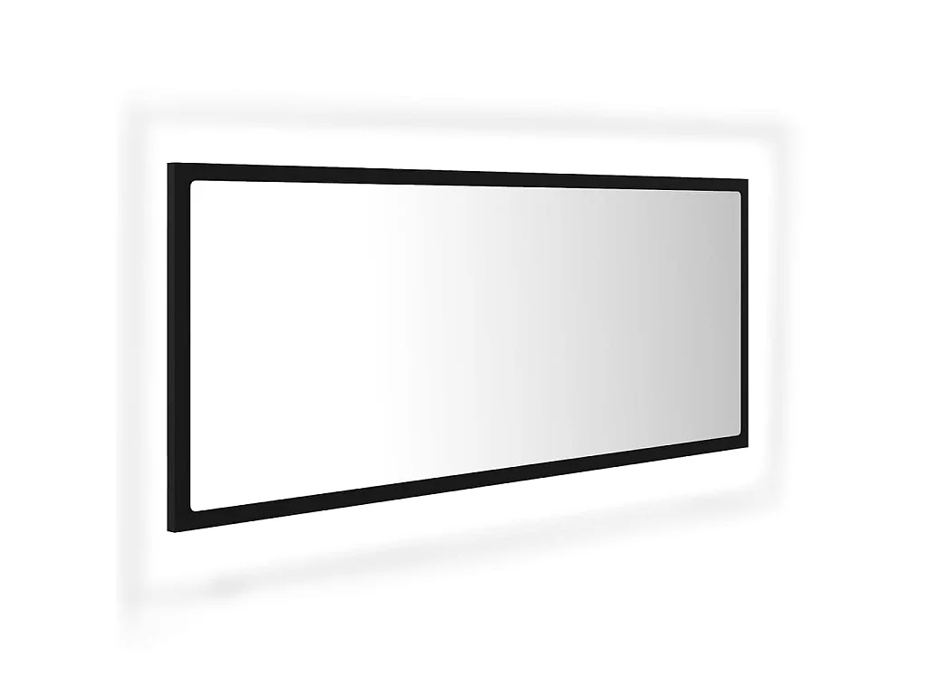 Espejo de baño LED acrílico negro 100x8,5x37 cm