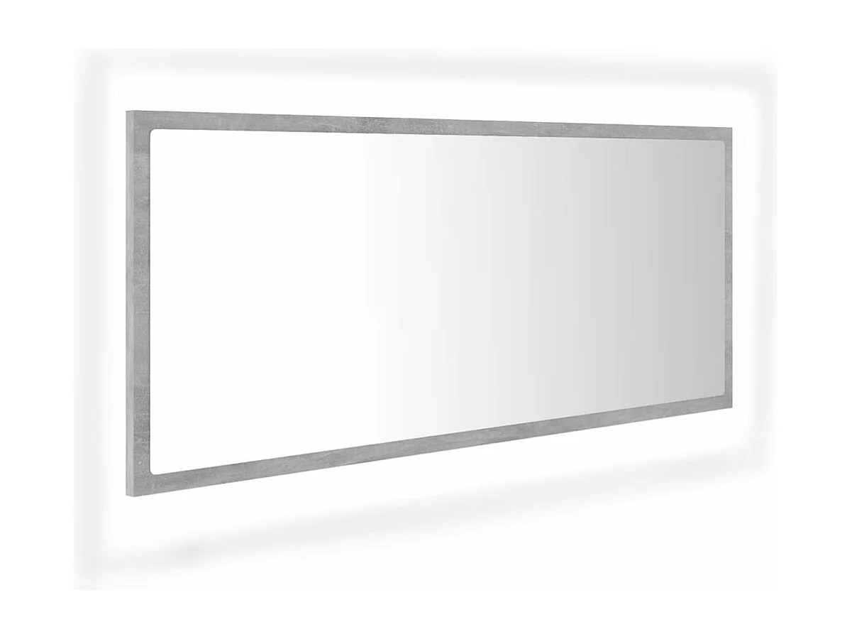 Miroir à LED de salle de bain Gris béton 100x8,5x37cm Acrylique
