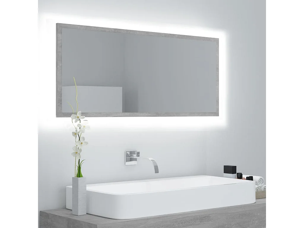 Badkamerspiegel LED 100x8,5x37 cm acryl betongrijs