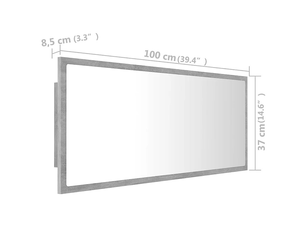Badkamerspiegel LED 100x8,5x37 cm acryl betongrijs