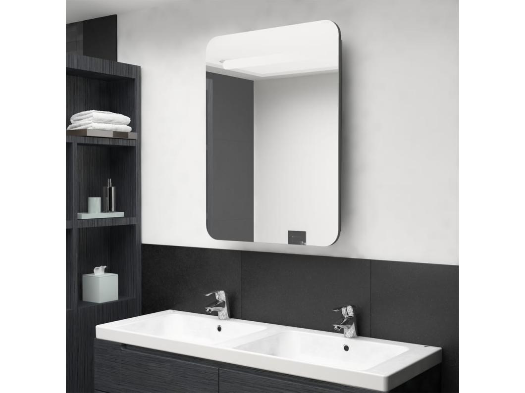 Badkamerkast met spiegel en LED 60x11x80 cm antracietkleurig