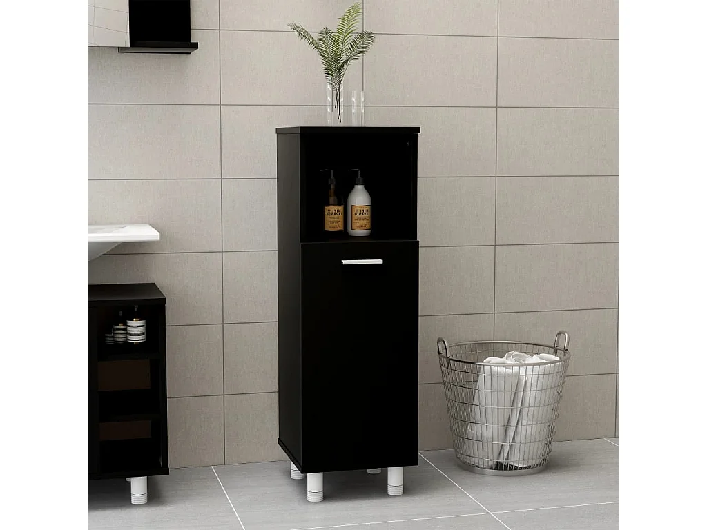Armario de baño madera contrachapada negro 30x30x95 cm