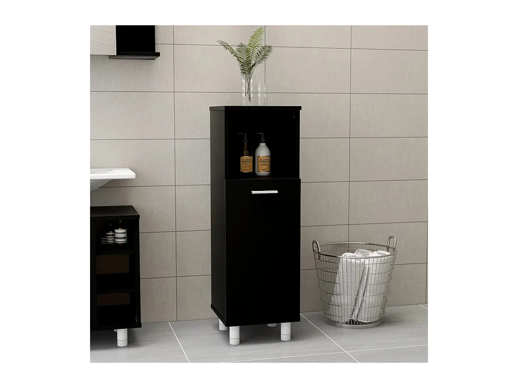Armoire de salle de bain Noir 30x30x95 cm Aggloméré