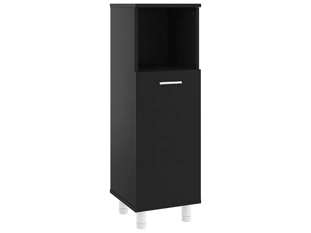 Badezimmerschrank Schwarz 30x30x95 cm Holzwerkstoff