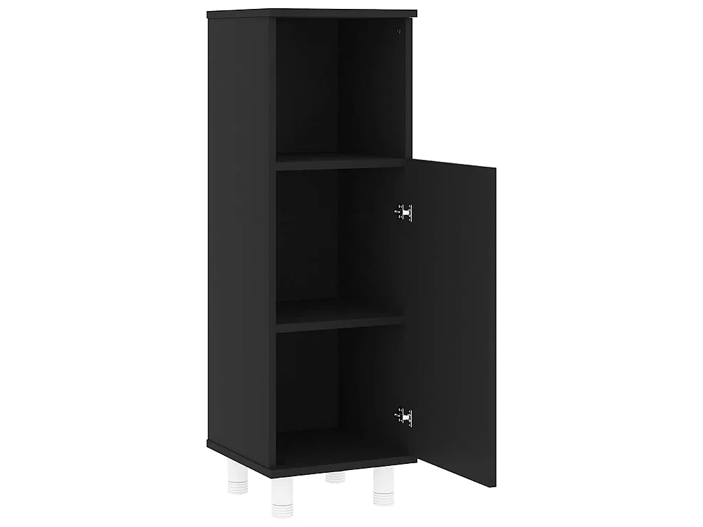 Badezimmerschrank Schwarz 30x30x95 cm Holzwerkstoff