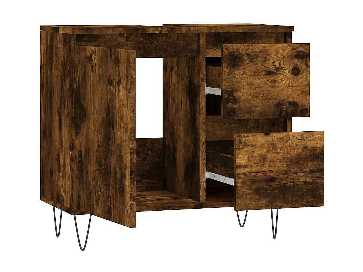 Badschrank Räuchereiche 65x33x60 cm Holzwerkstoff