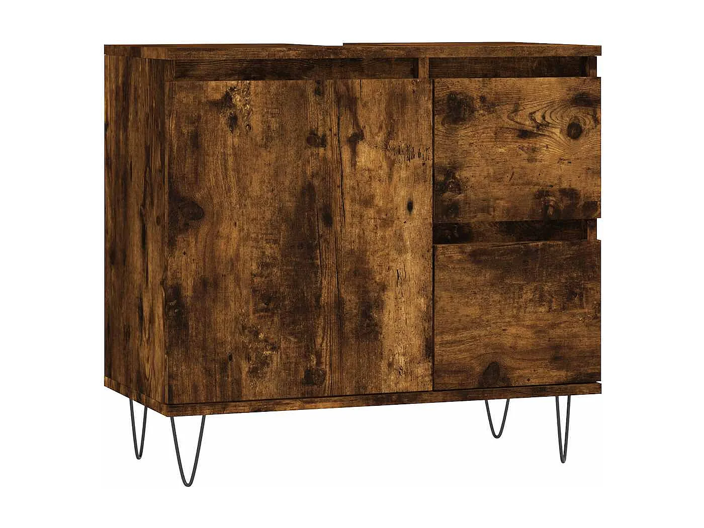 Armoire de bain chêne fumé 65x33x60 cm bois d'ingénierie