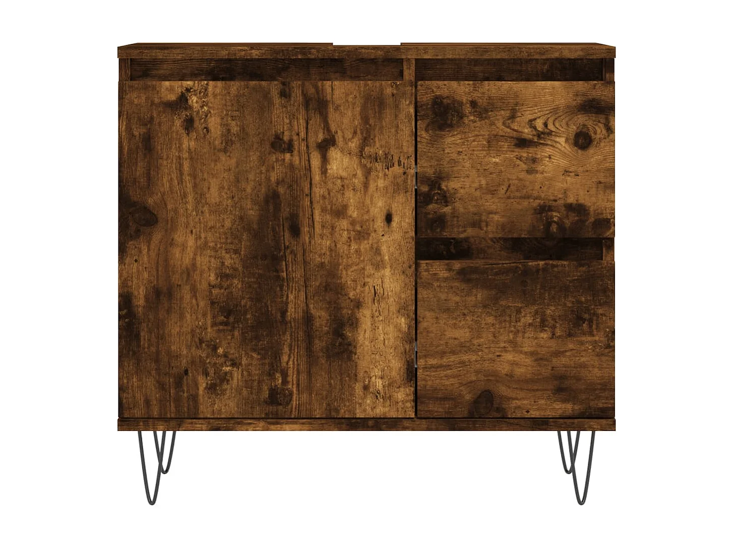 Armoire de bain chêne fumé 65x33x60 cm bois d'ingénierie