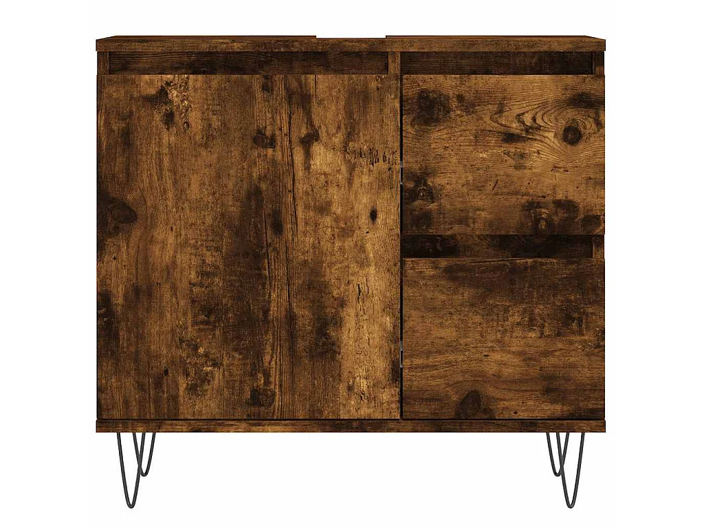 Armoire de bain chêne fumé 65x33x60 cm bois d'ingénierie