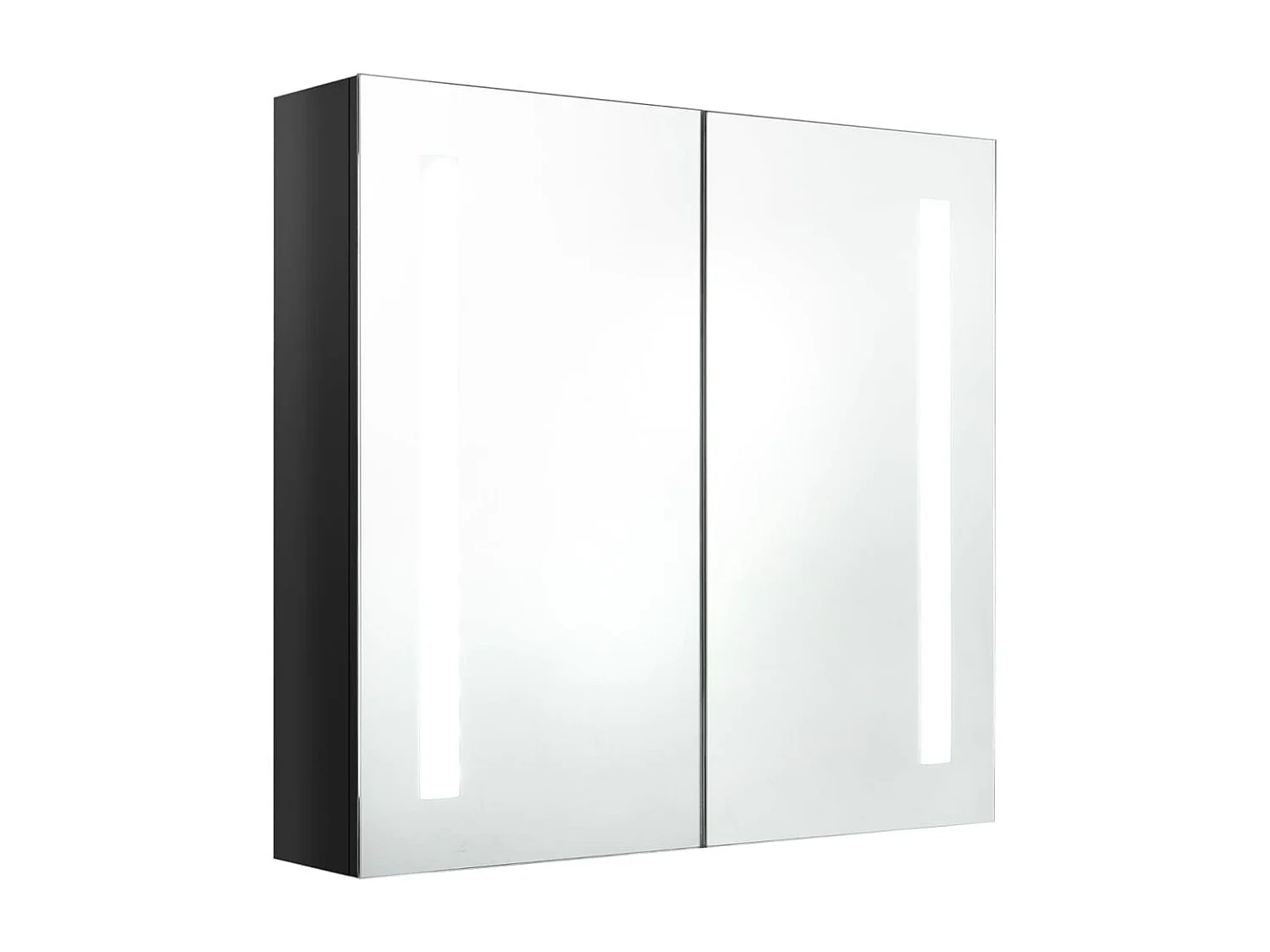 Badkamerkast met spiegel en LED 62x14x60 cm glanzend zwart