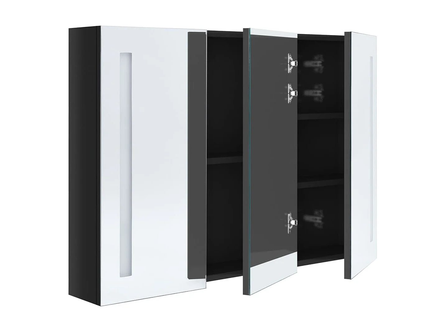 Badkamerkast met spiegel en LED 89x14x62 cm glanzend zwart