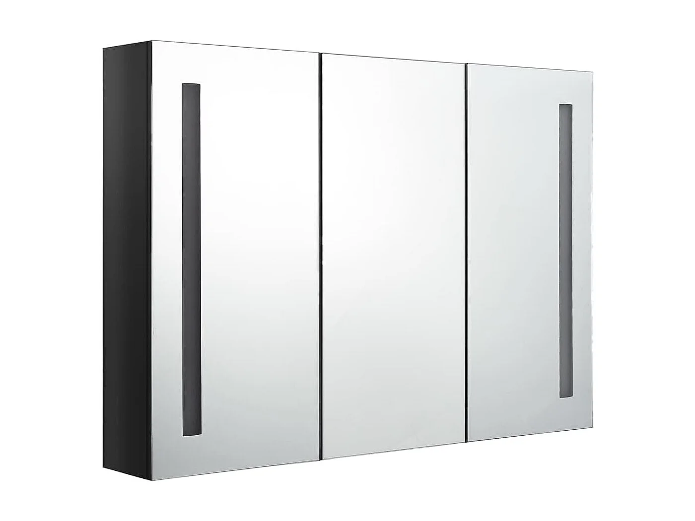Badkamerkast met spiegel en LED 89x14x62 cm glanzend zwart