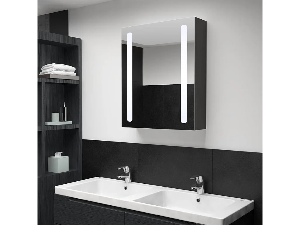 Armoire de salle de bain à miroir LED 50x13x70 cm