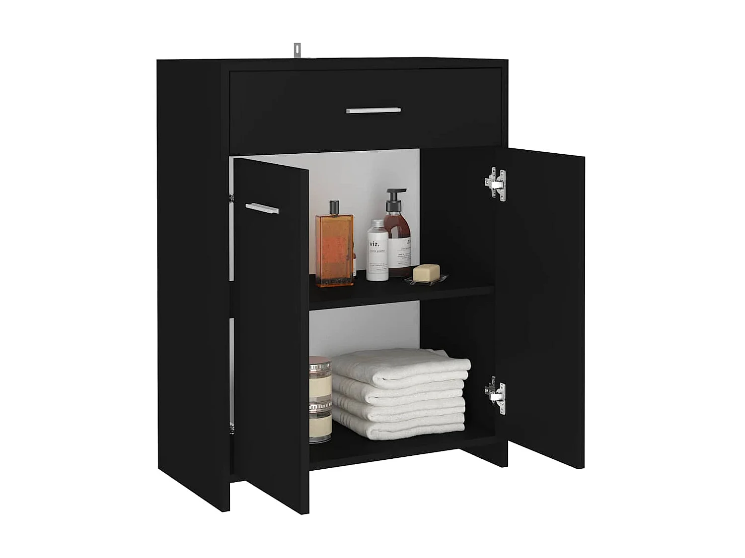 Armoire de salle de bain noir 60x33x80 cm bois d’ingénierie