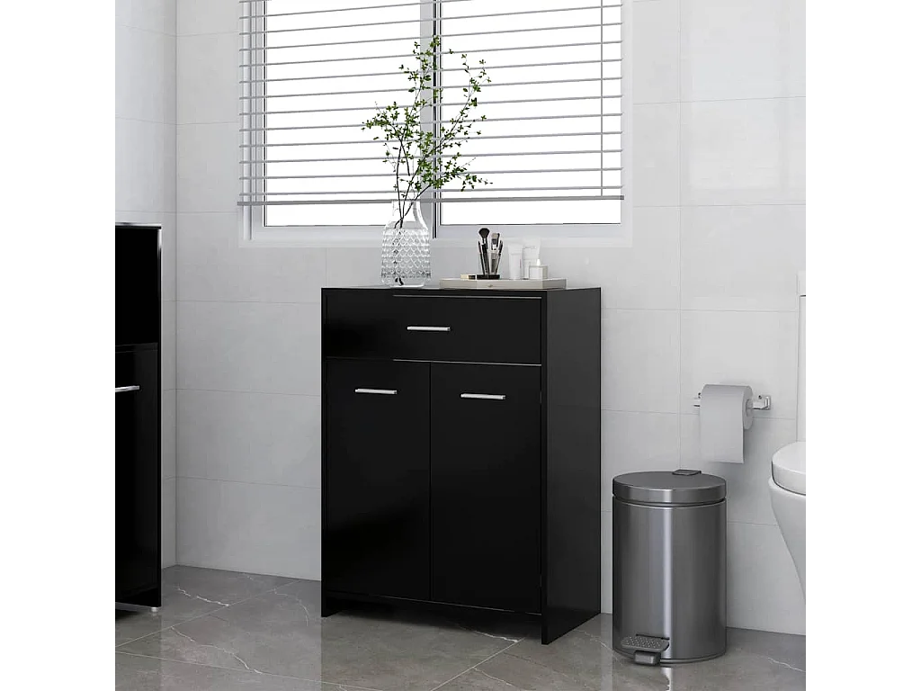 Badkamerkast 60x33x80 cm bewerkt hout zwart