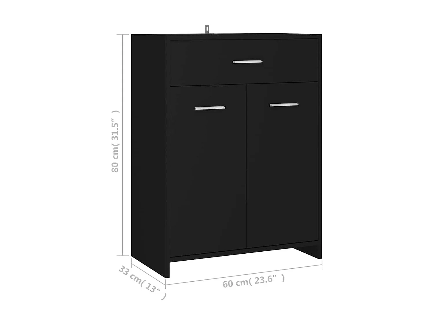 Badkamerkast 60x33x80 cm bewerkt hout zwart