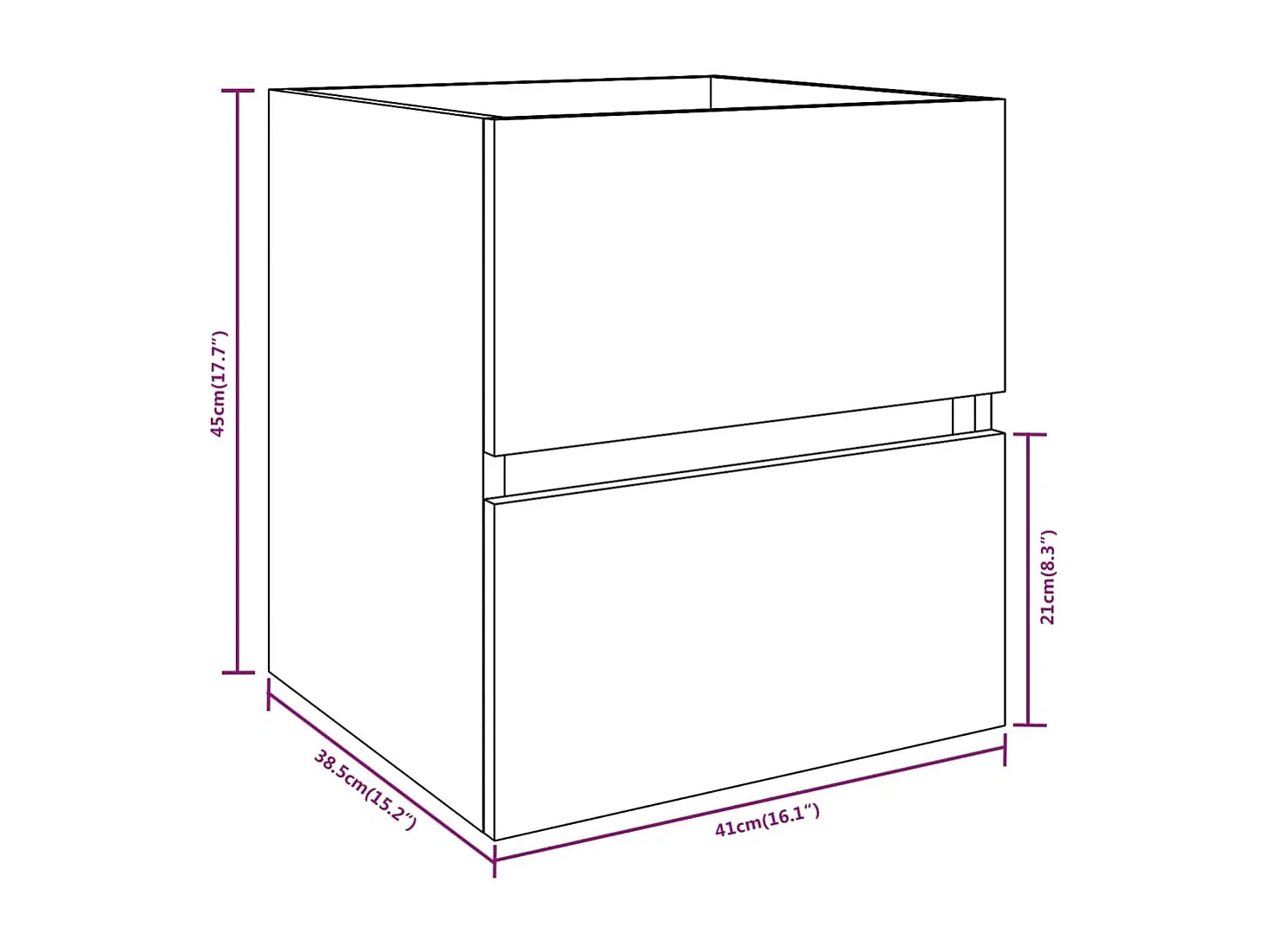 Wastafelkast 41x38,5x45 cm bewerkt hout gerookt eikenkleurig