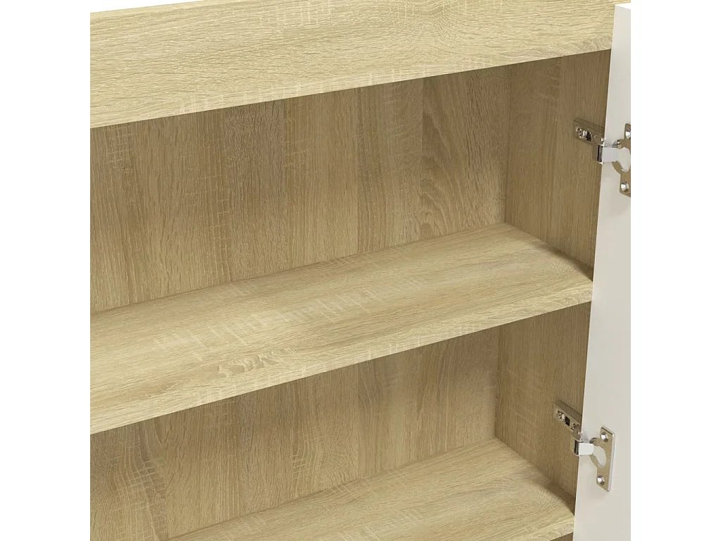 Armoire à miroir de salle de bain 80x15x60cm MDF Blanc et chêne