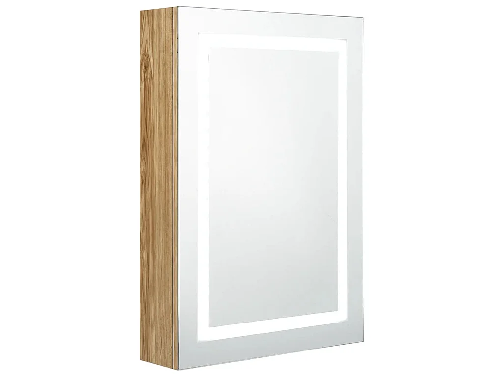 Badkamerkast met spiegel en LED 50x13x70 cm eikenkleurig