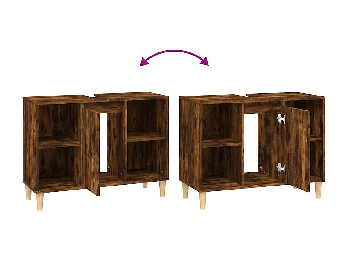 Meuble d'évier chêne fumé 80x33x60 cm bois d'ingénierie