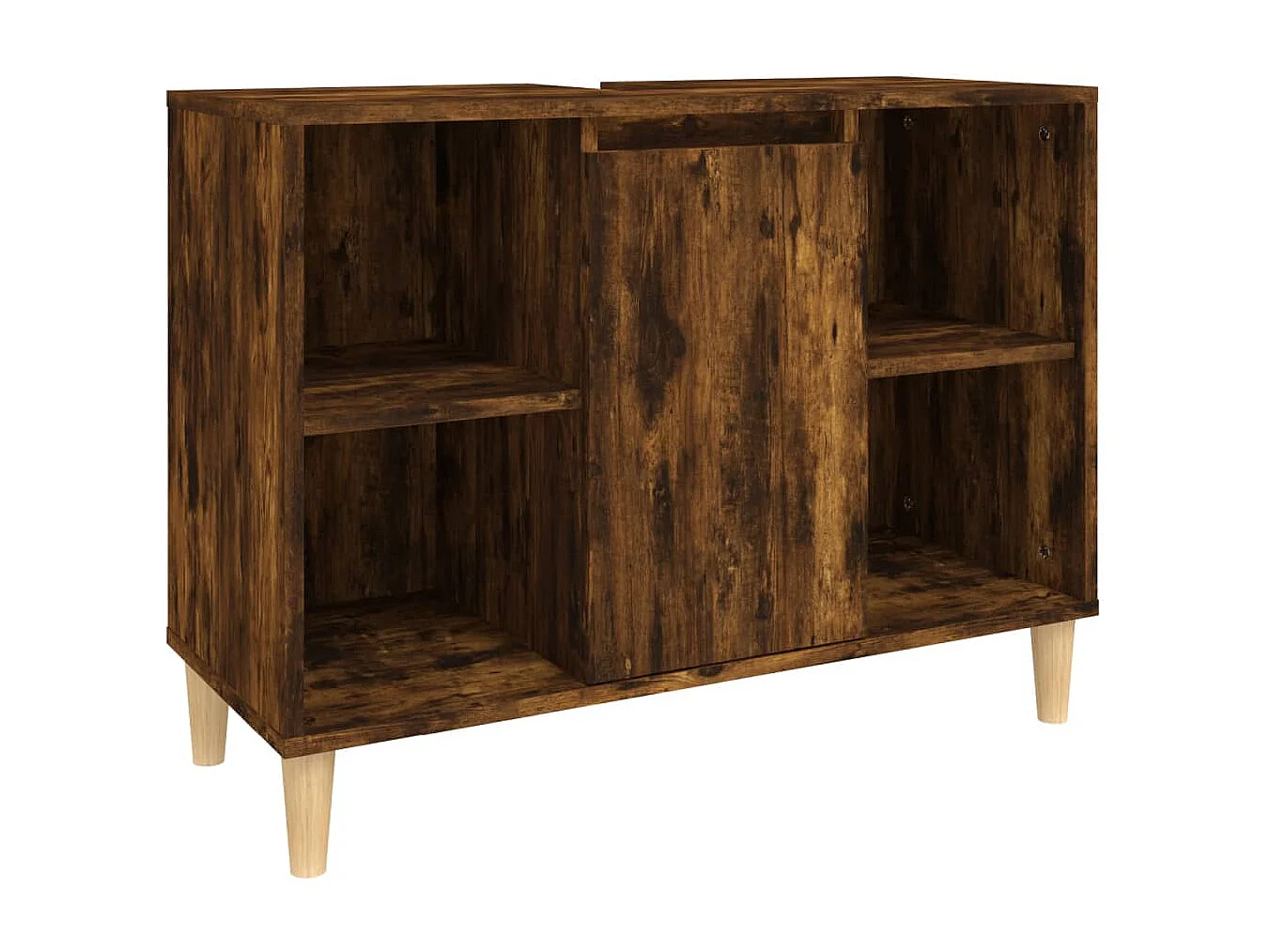 Wastafelkast 80x33x60 cm bewerkt hout gerookt eikenkleurig