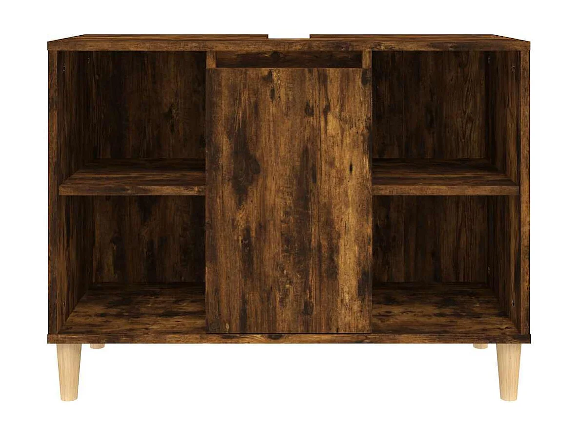 Wastafelkast 80x33x60 cm bewerkt hout gerookt eikenkleurig