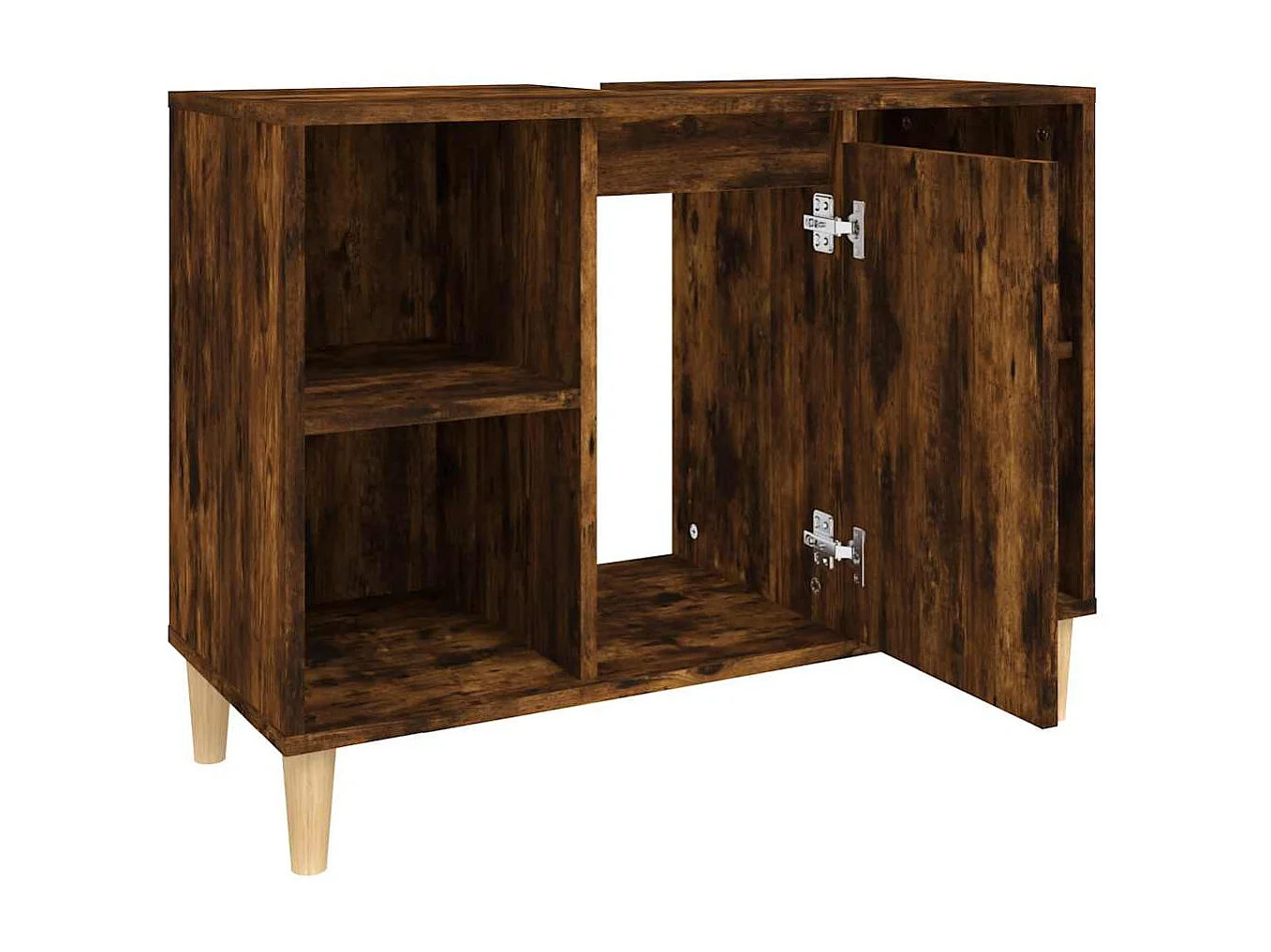 Wastafelkast 80x33x60 cm bewerkt hout gerookt eikenkleurig