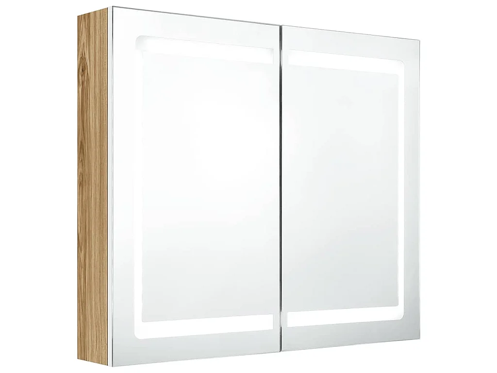 LED-Spiegelschrank fürs Bad Weiß und Eichen-Optik 80x12x68 cm