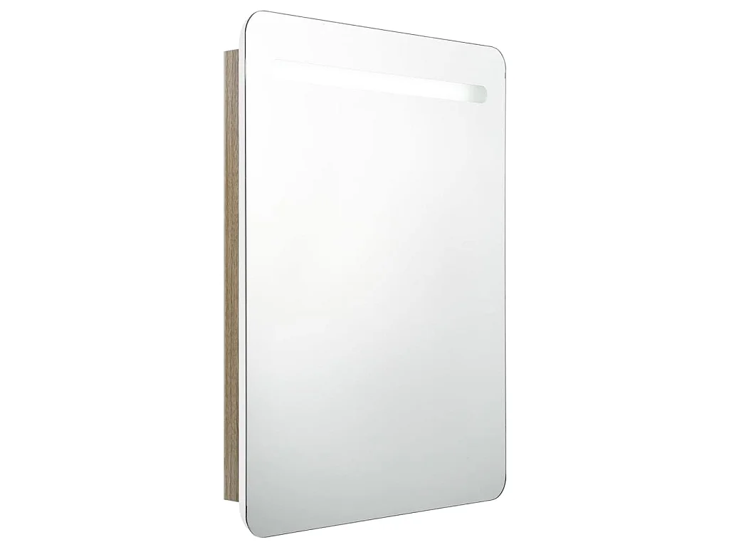 Armoire de salle de bain à miroir LED blanc et chêne 60x11x80cm