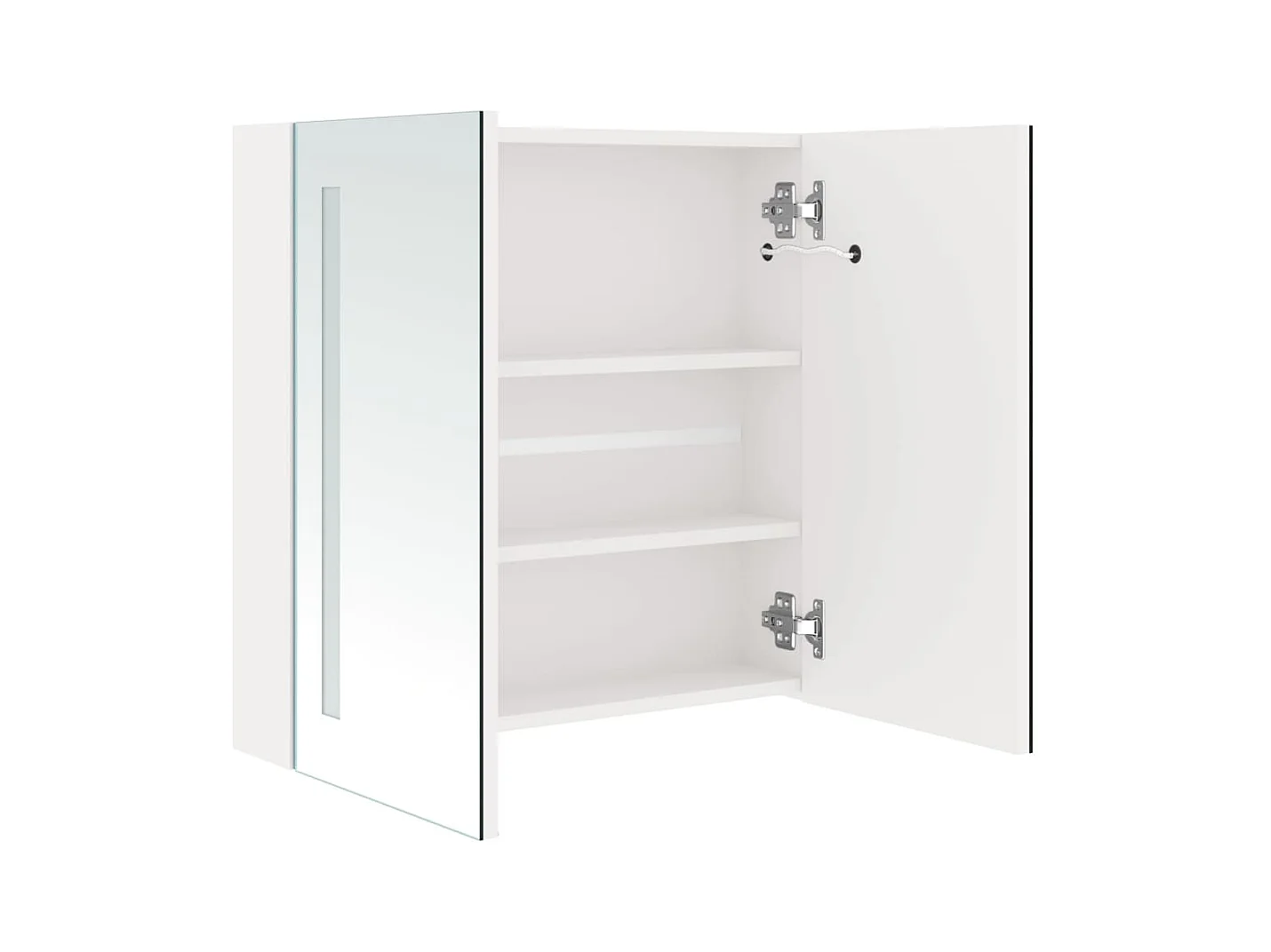 Badkamerkast met spiegel en LED 62x14x60 cm glanzend wit