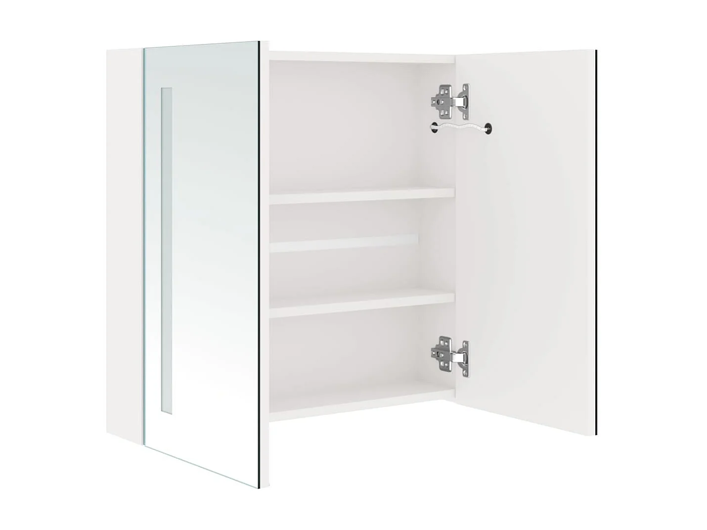 Badkamerkast met spiegel en LED 62x14x60 cm glanzend wit