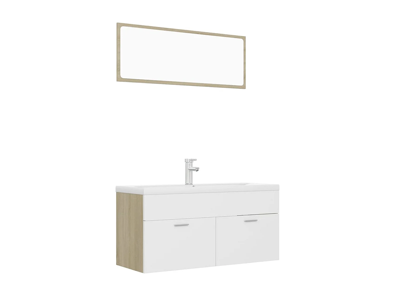 Ensemble de meubles de bain Blanc et chêne sonoma Aggloméré