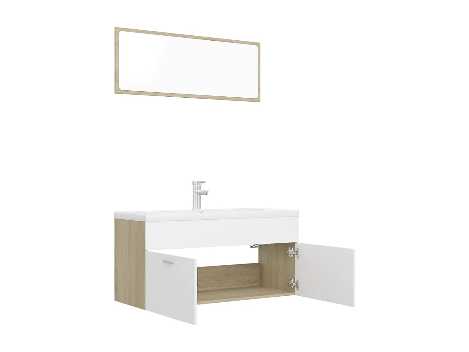 Ensemble de meubles de bain Blanc et chêne sonoma Aggloméré