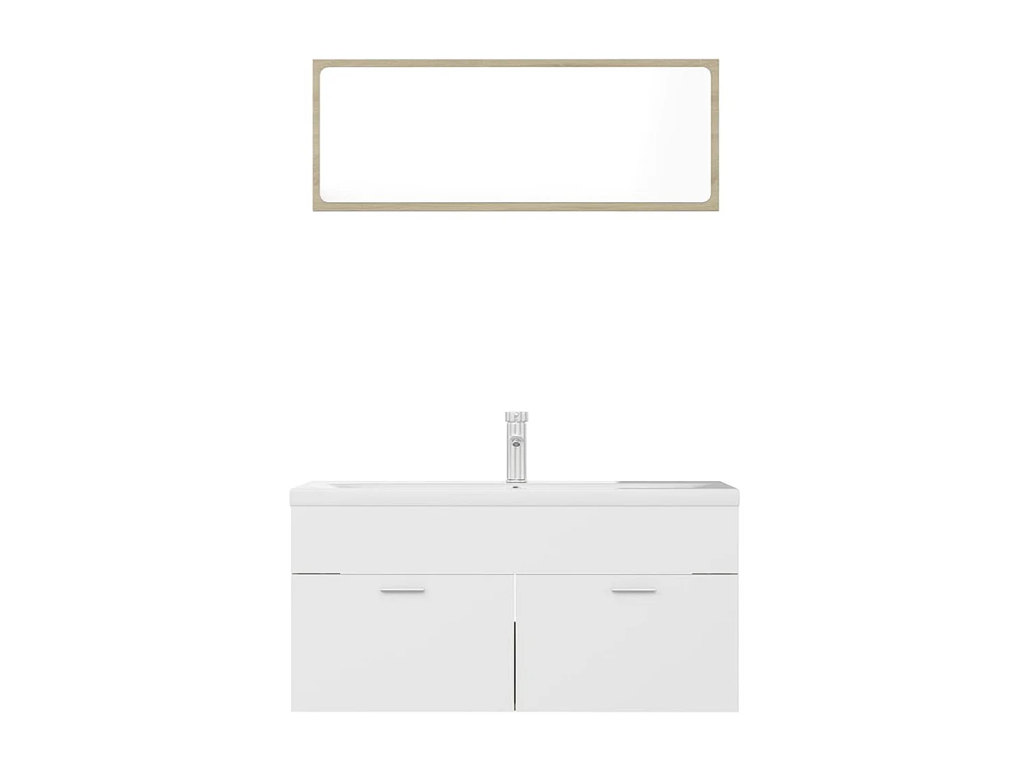 Ensemble de meubles de bain Blanc et chêne sonoma Aggloméré