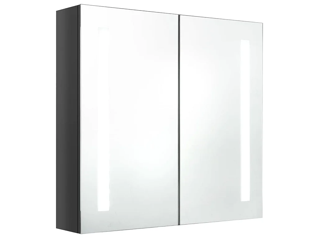 Badkamerkast met spiegel en LED 62x14x60 cm glanzend grijs