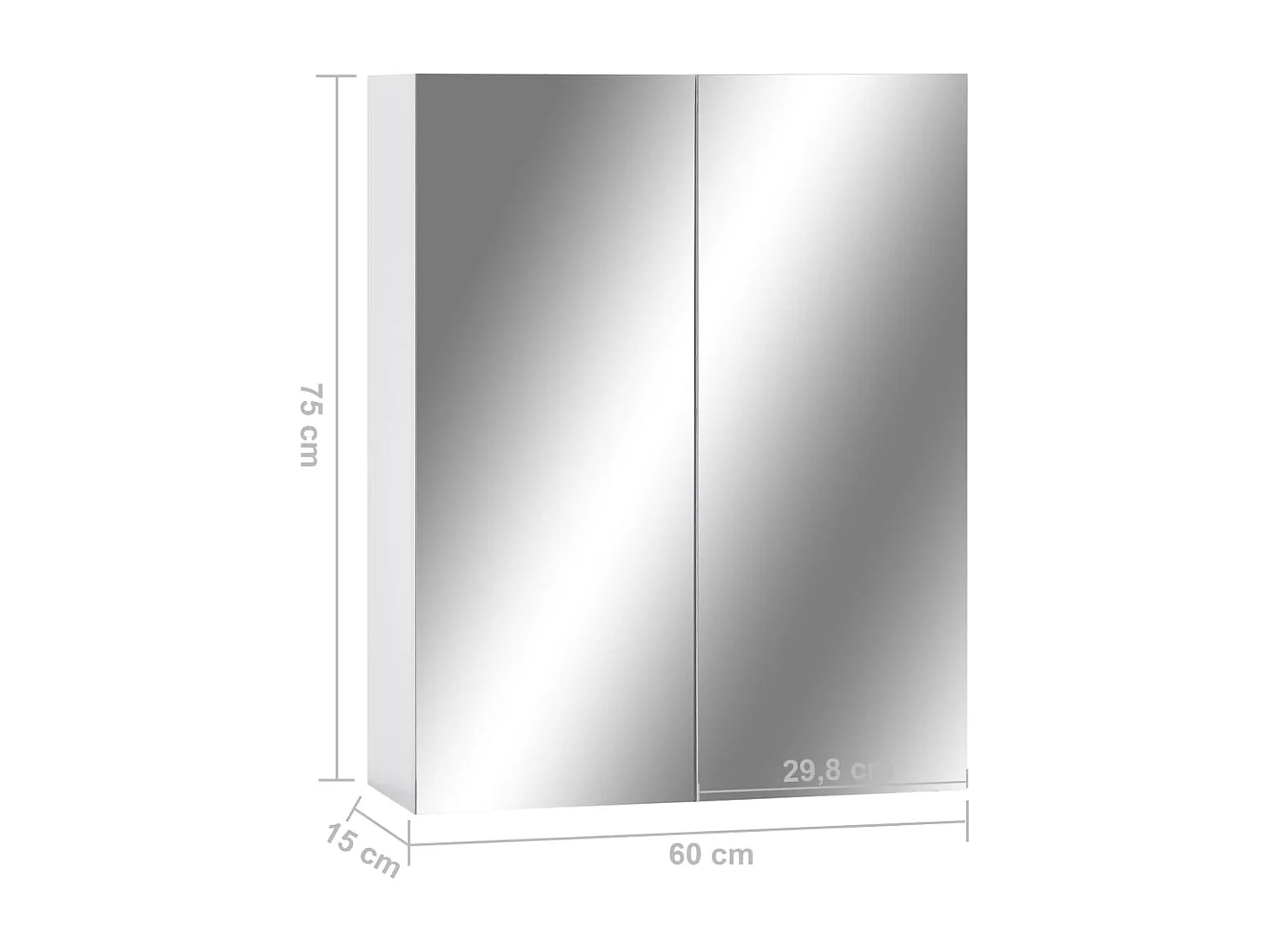 Badkamerspiegelkast 60x15x75 cm MDF wit