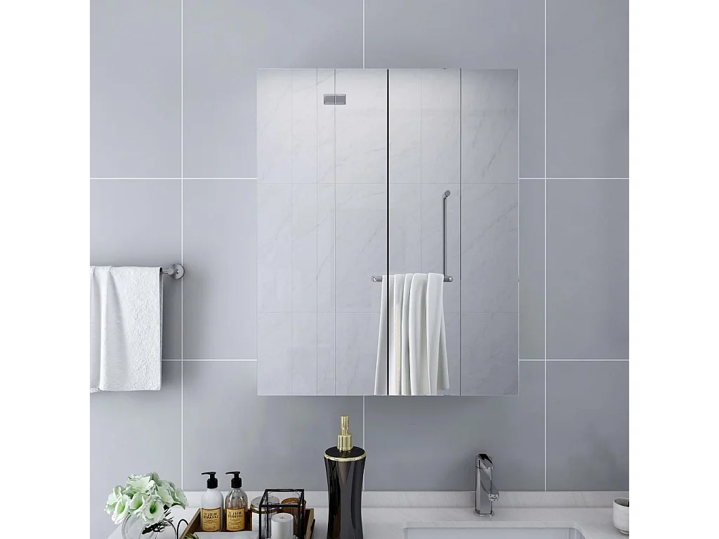 Armoire à miroir de salle de bain Blanc 60x15x75 cm MDF