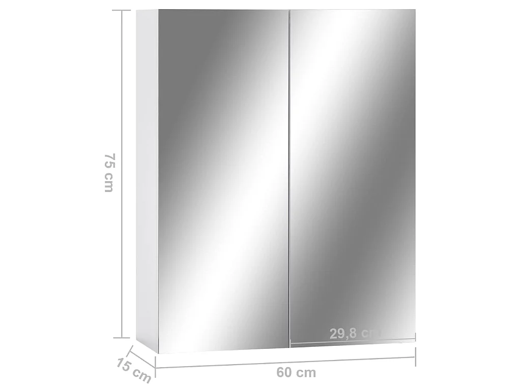 Armoire à miroir de salle de bain Blanc 60x15x75 cm MDF