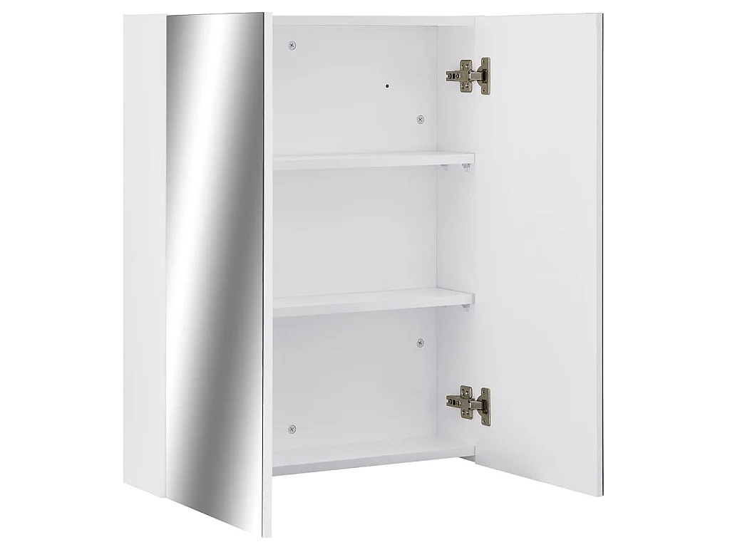 Armario de Baño con Espejo Blanco 60x15x75 cm MDF Contemporáneo con Espacio de Almacenamiento
