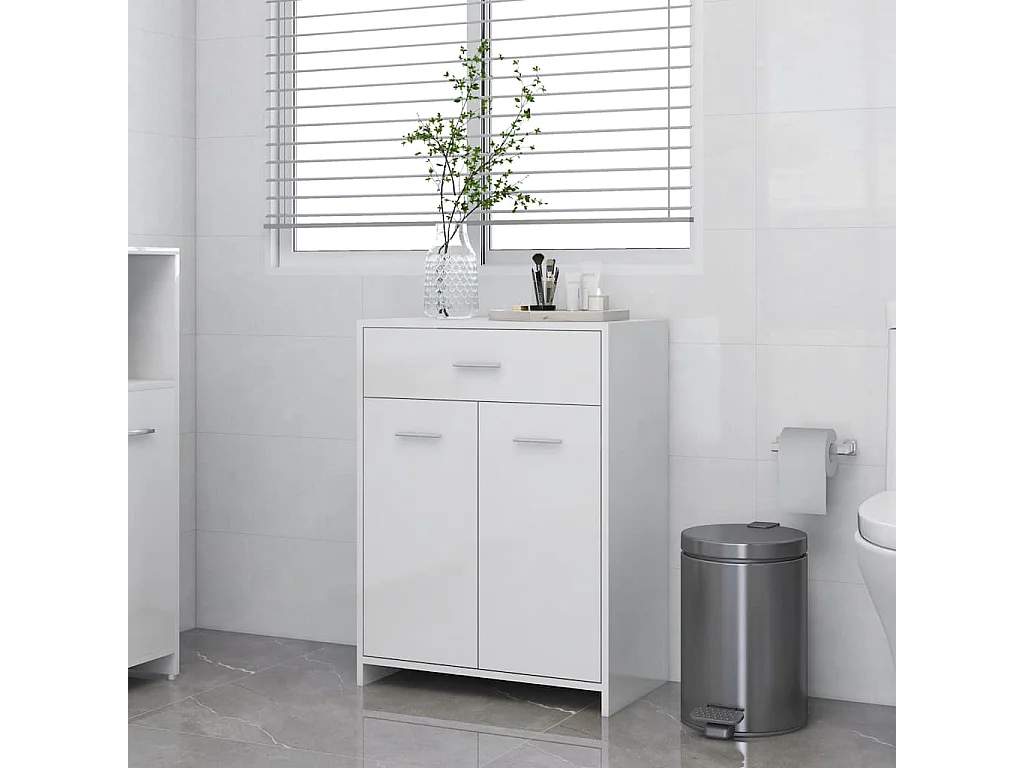 Armoire de salle de bain blanc brillant bois d’ingénierie