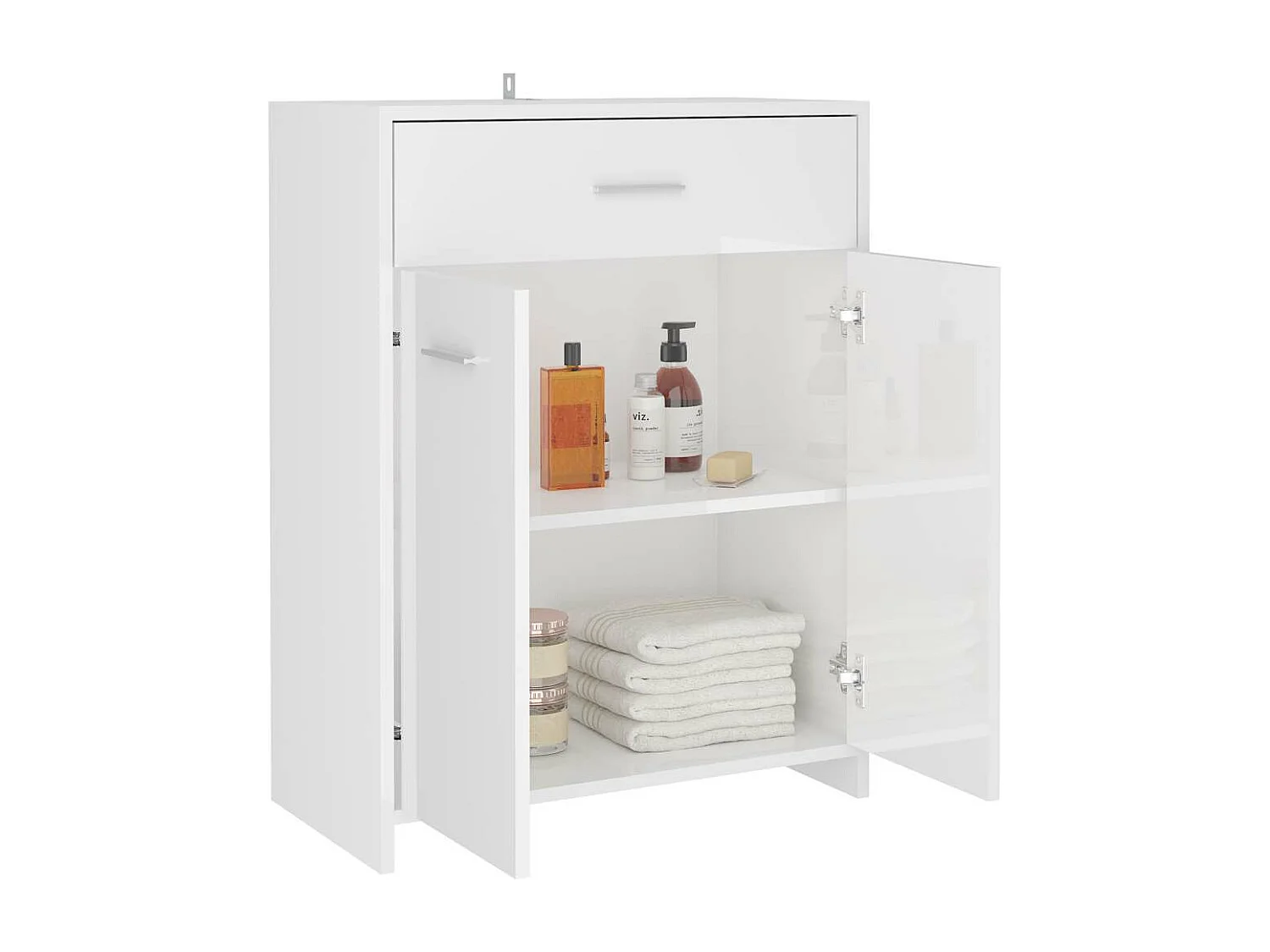 Armoire de salle de bain blanc brillant bois d’ingénierie