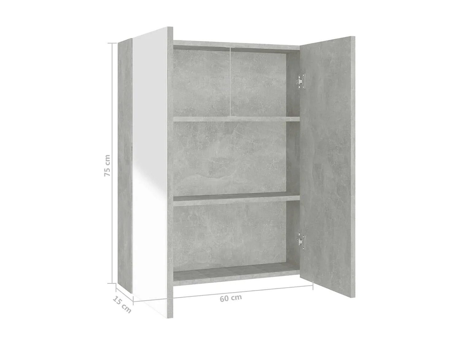 Bad-Spiegelschrank 60x15x75 cm MDF Betongrau