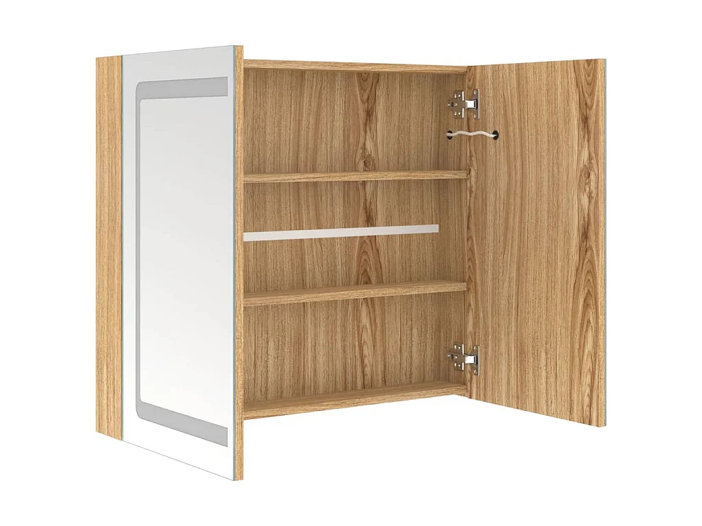 Armoire de salle de bain à miroir LED Chêne 80x12x68 cm