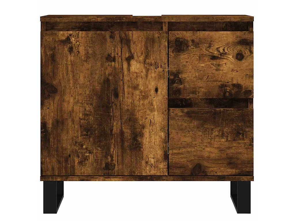 Armario de baño madera contrachapada roble ahumado 65x33x60 cm