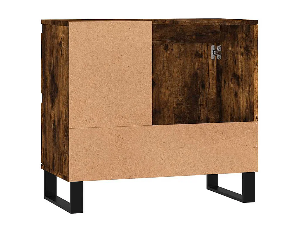 Armario de baño madera contrachapada roble ahumado 65x33x60 cm