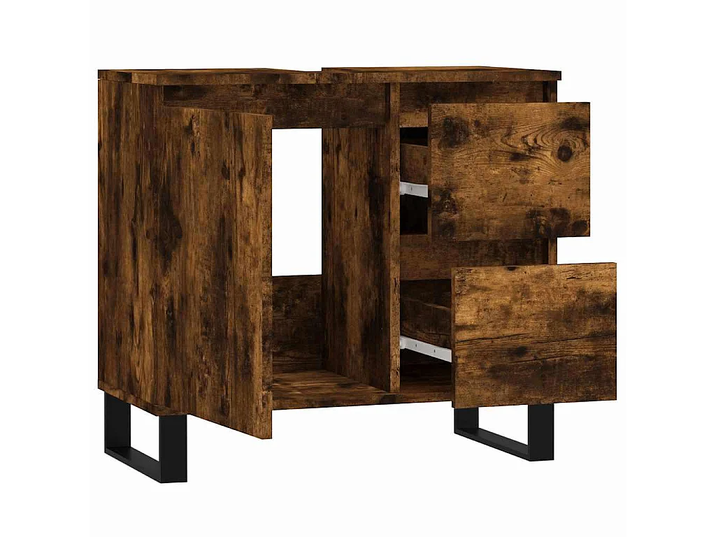 Armoire de bain chêne fumé 65x33x60 cm bois d'ingénierie